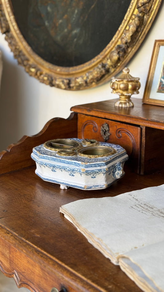 Antique Moustiers Inkwell found in France