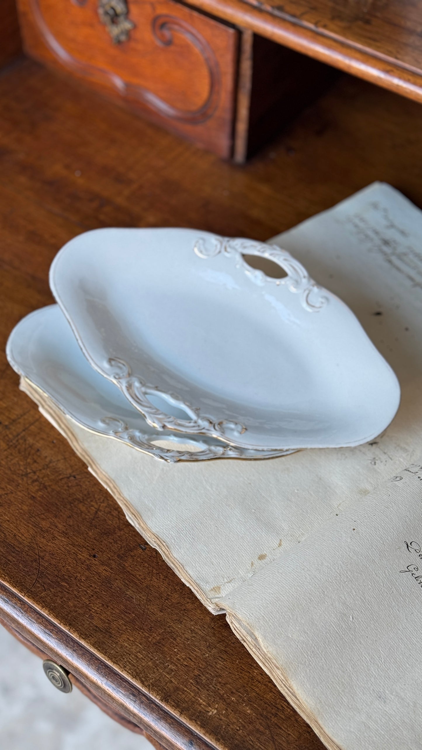 Vintage Porcelain Tray with Gold found in France