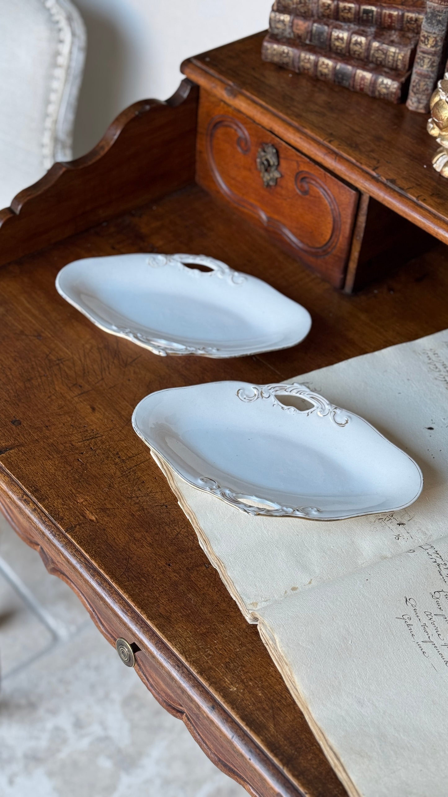 Vintage Porcelain Tray with Gold found in France