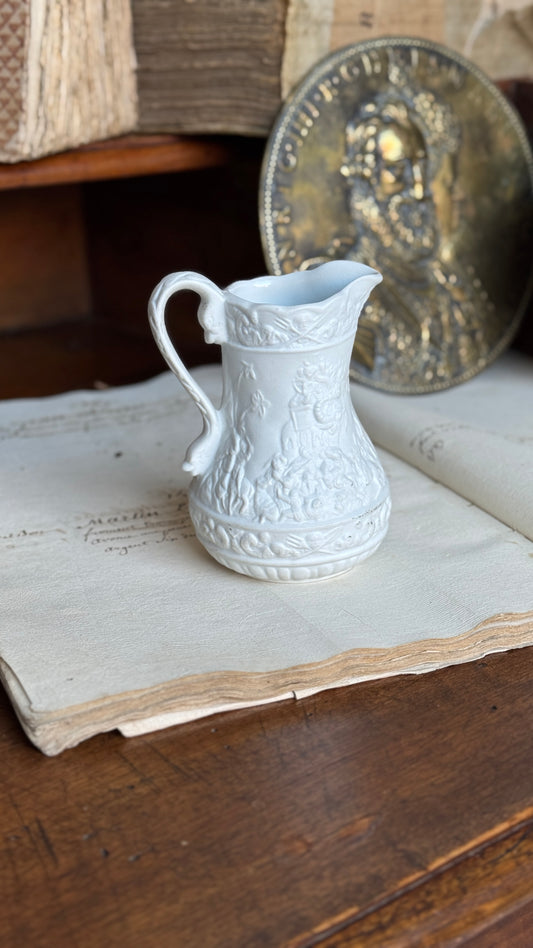 Vintage White Biscuit Pitcher