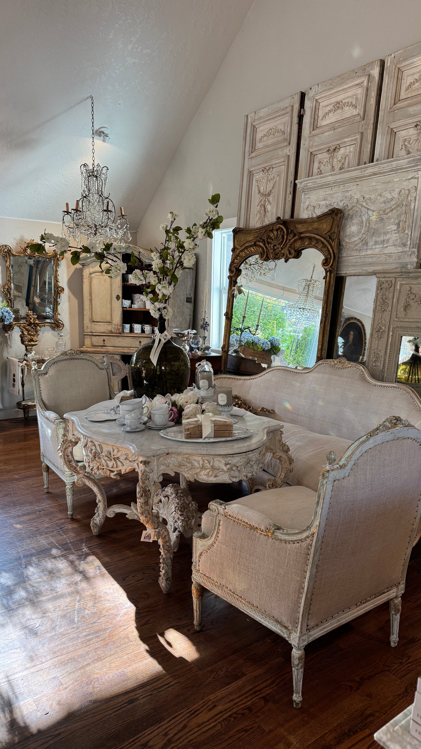 Antique Pair of Linen Chairs 19th c found in France
