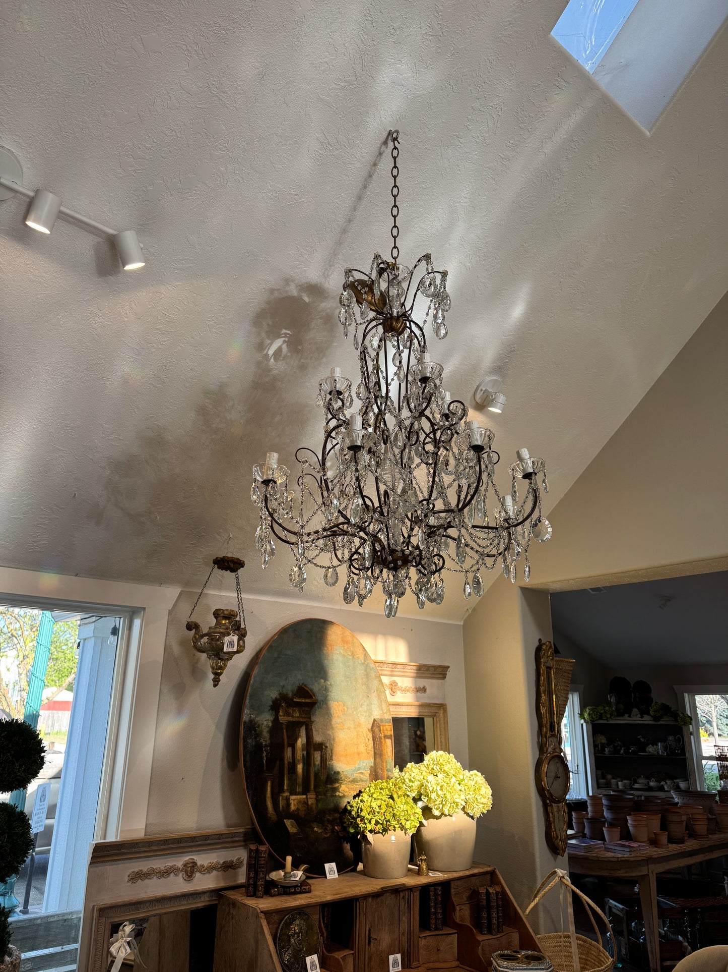 Antique Crystal Two Tier Chandelier 19th c found in France