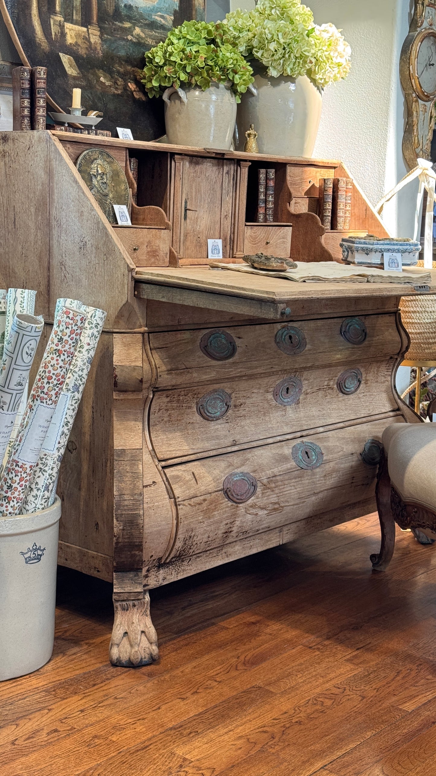 Antique Bleached Wood Desk 19th found in France