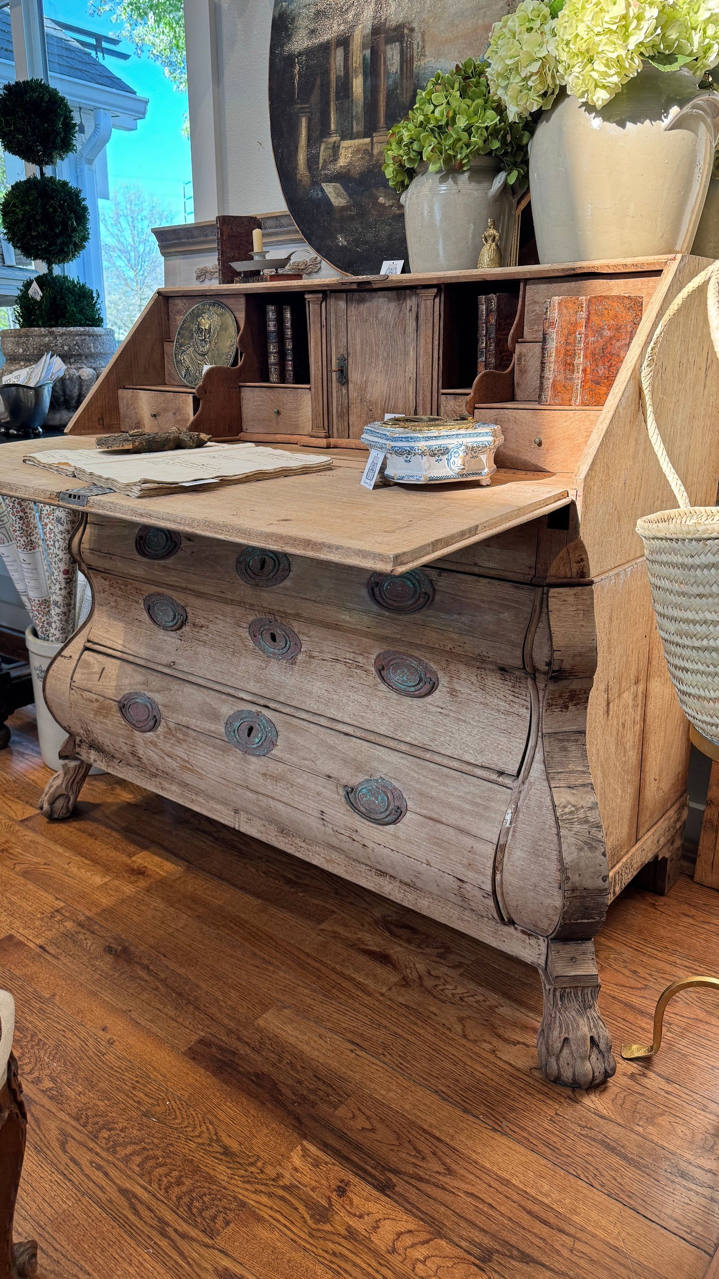 Antique Bleached Wood Desk 19th found in France