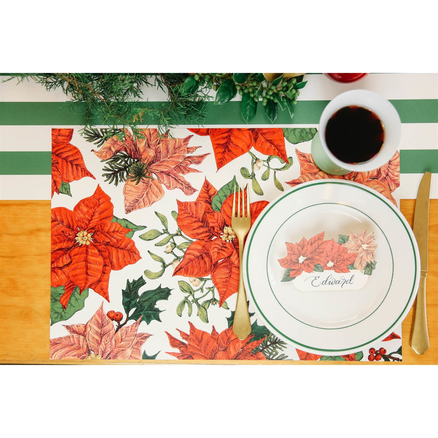 Paper Placemats - Festive Poinsettias (24 sheets)