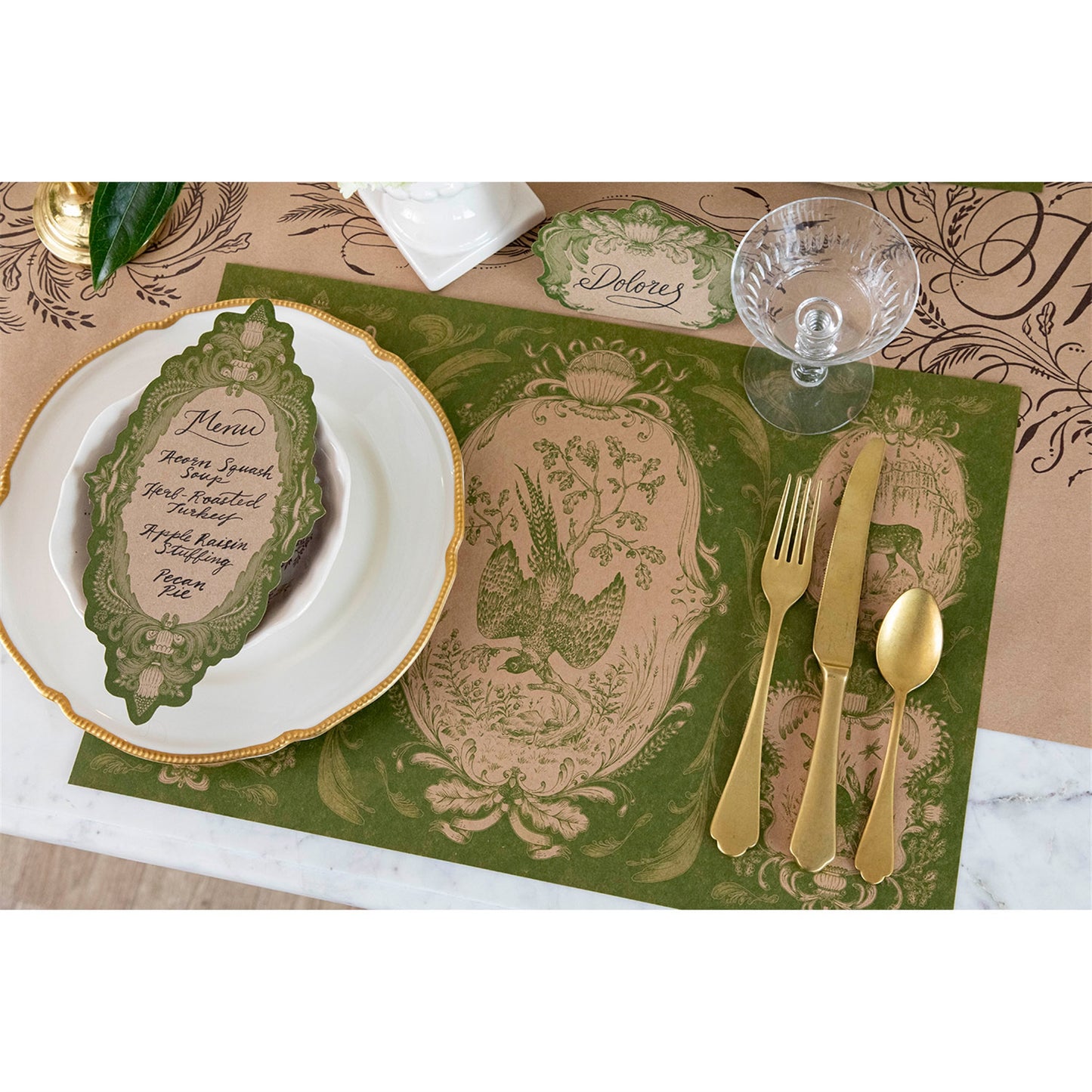 Paper Placemats - Fable Toile Moss (24 sheets)