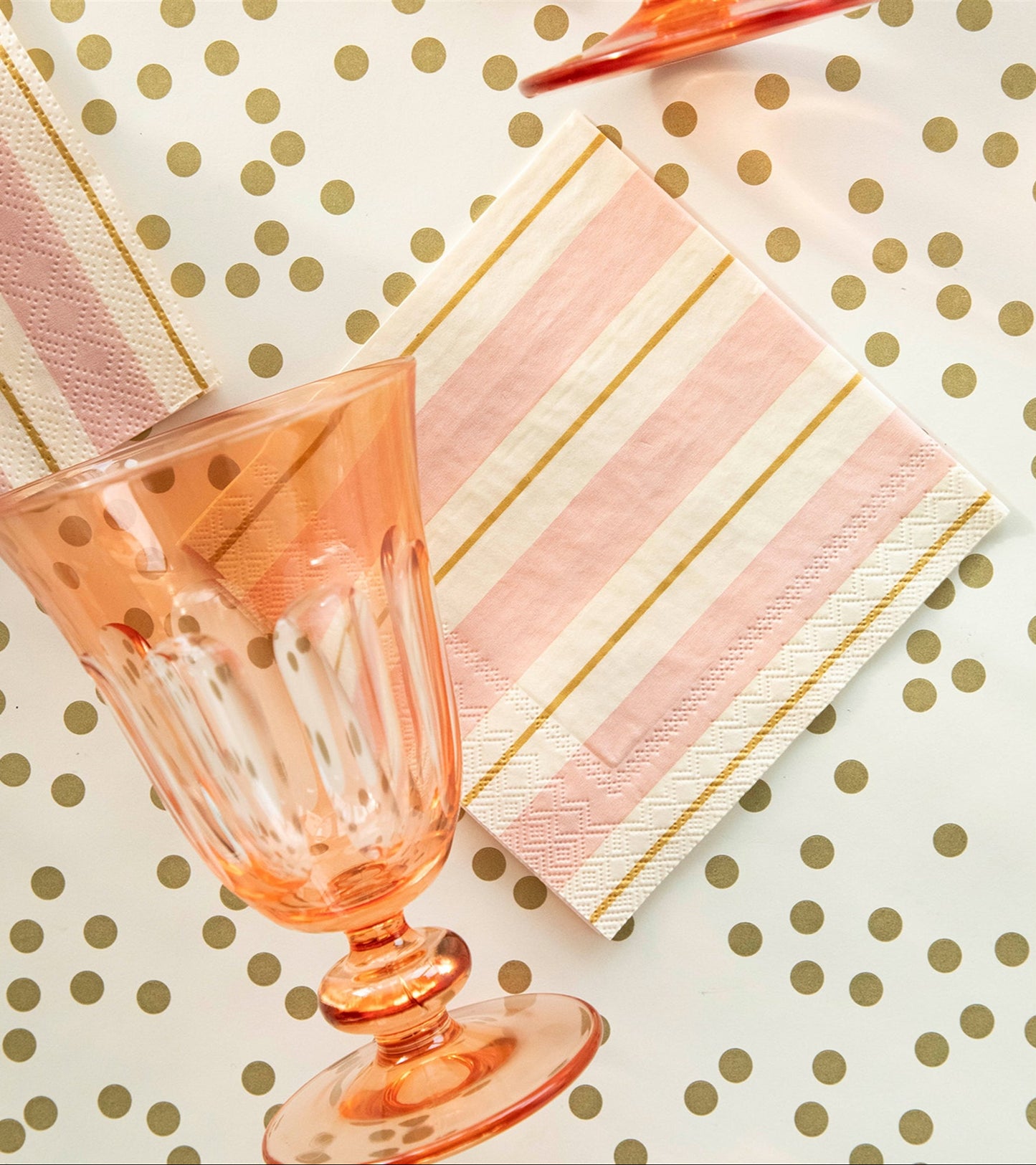 Paper Cocktail Napkins - Pink & Gold Awning