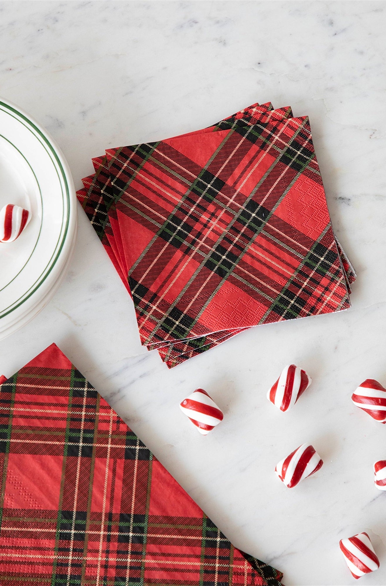 Paper Cocktail Napkins - Red Plaid