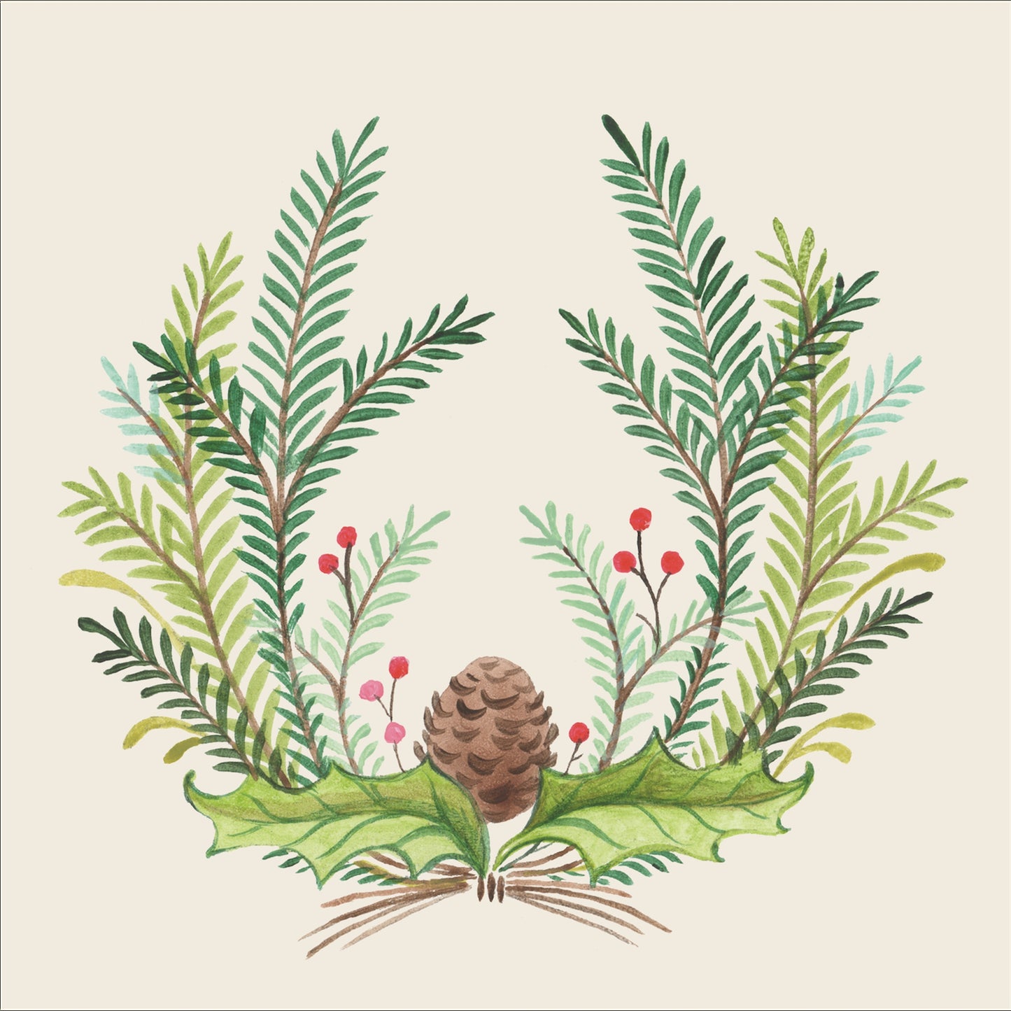 Paper Cocktail Napkins - Christmas Sprigs
