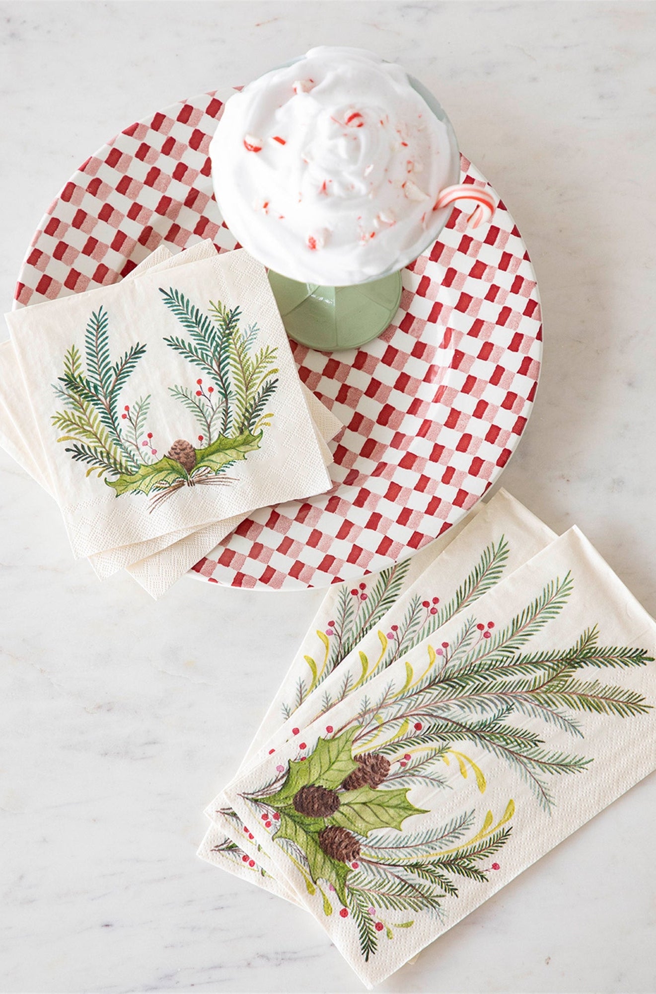 Paper Cocktail Napkins - Christmas Sprigs
