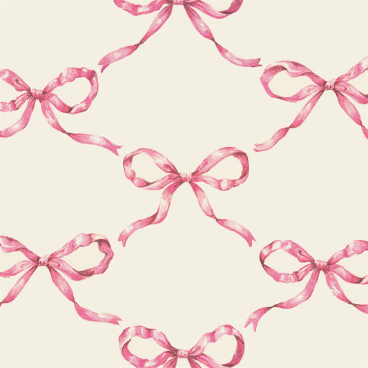 Paper Cocktail Napkins - Lattice Bow Pink
