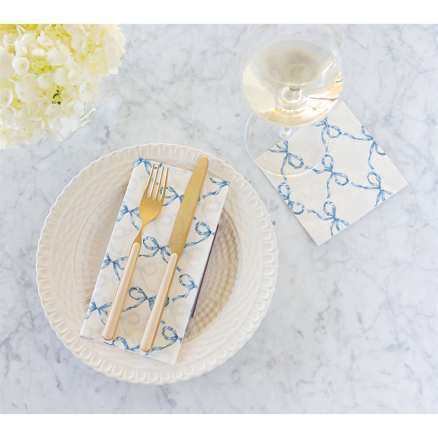 Paper Guest Napkins - Heirloom Blue Bow