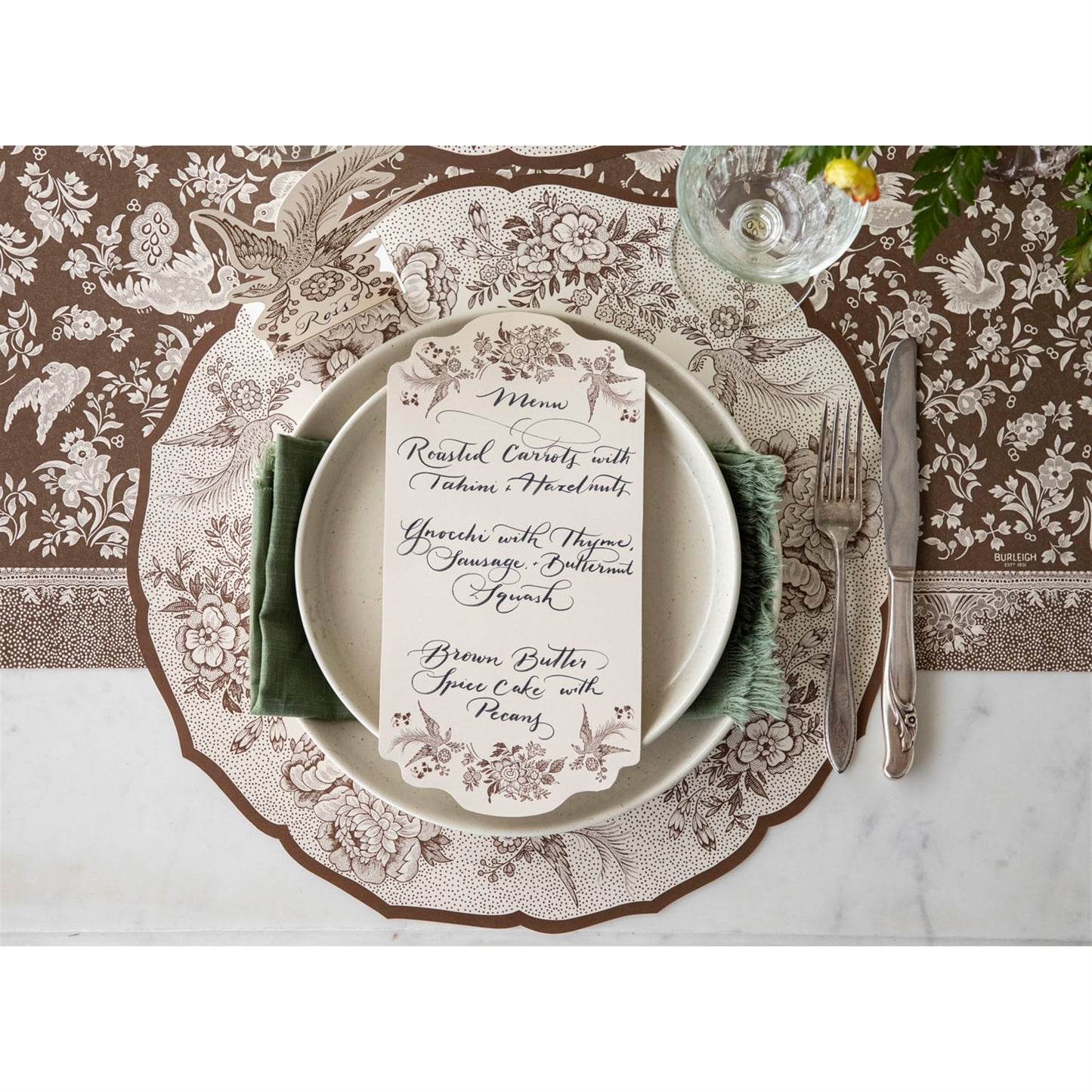Paper Placemats - Asiatic Pheasants Brown (12 sheets)