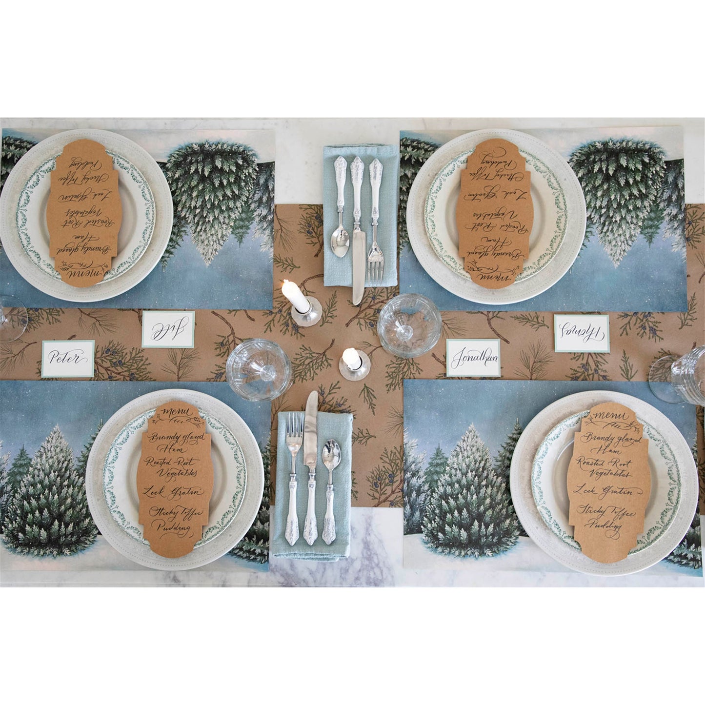 Paper Runner - Juniper Sprigs on Kraft