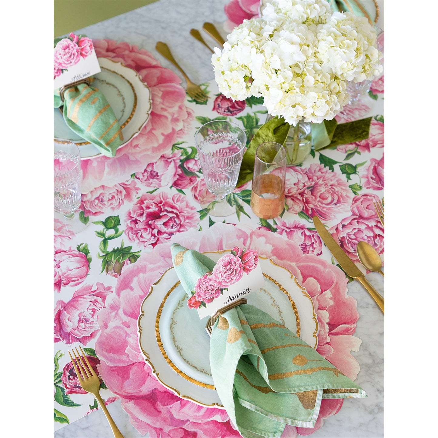 Paper Runner - Peonies in Bloom