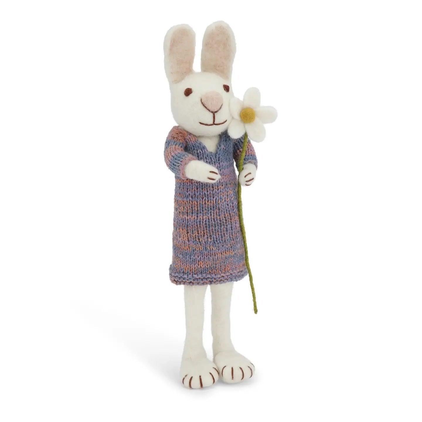 Big Felt White Bunny - in Dress with Marguerite