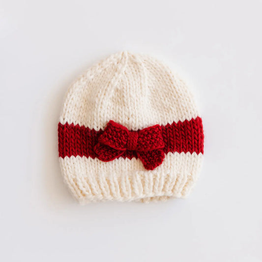 Baby Hat - Bow Cream/Red