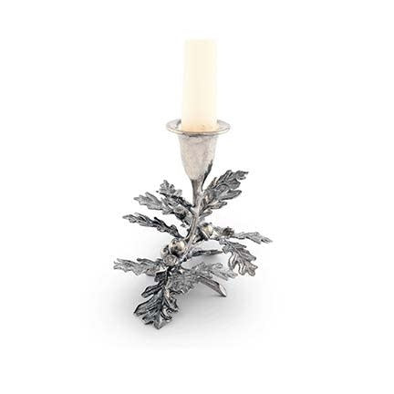 Pewter Candlestick - One Taper Oak Leaf