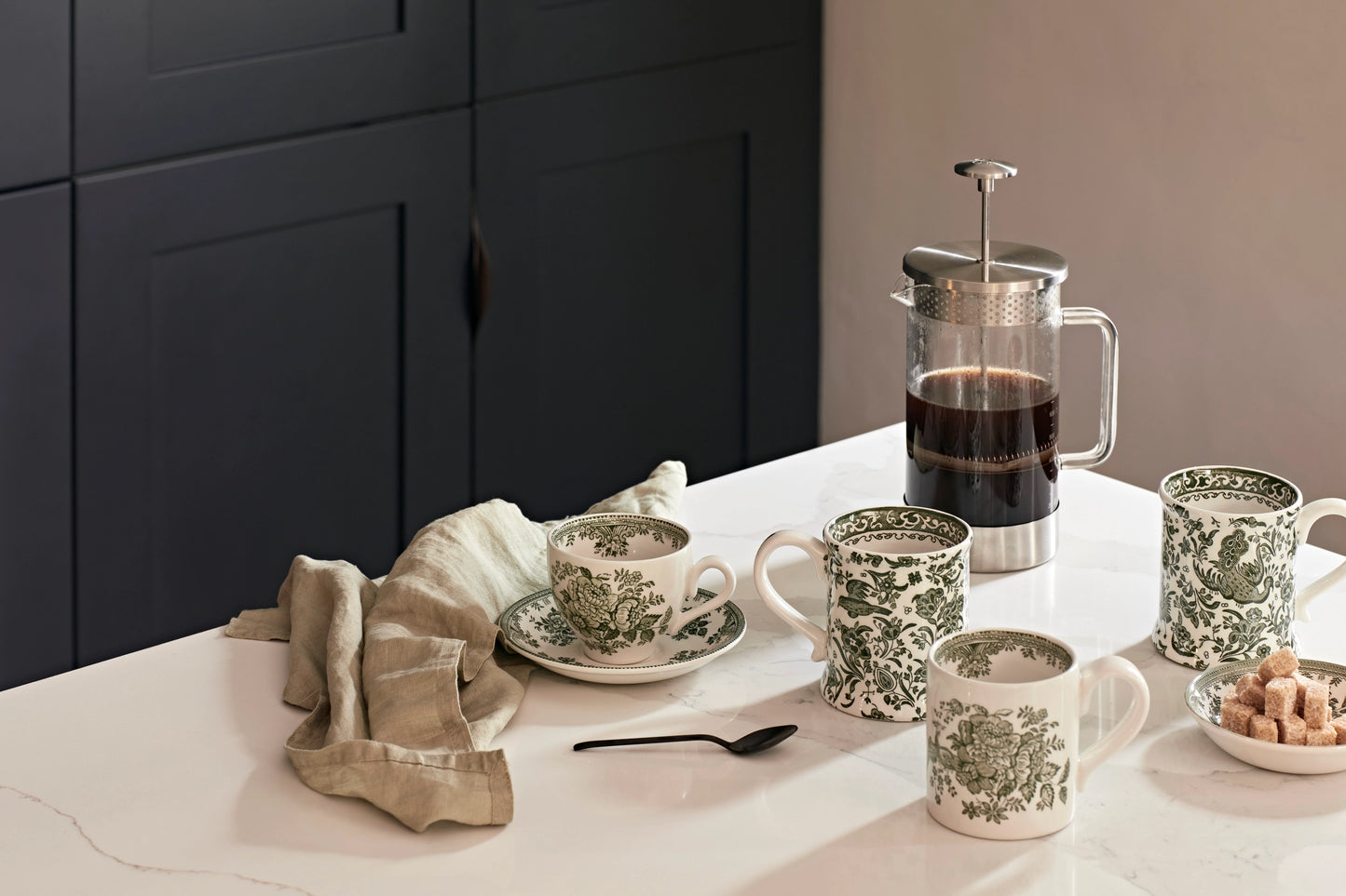 Green Asiatic Pheasants - Espresso Saucer (Old Style)