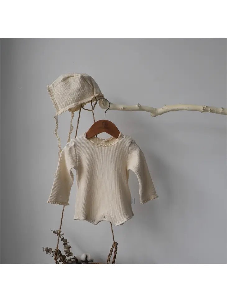 Premium Bodysuit with Beanie - Cream