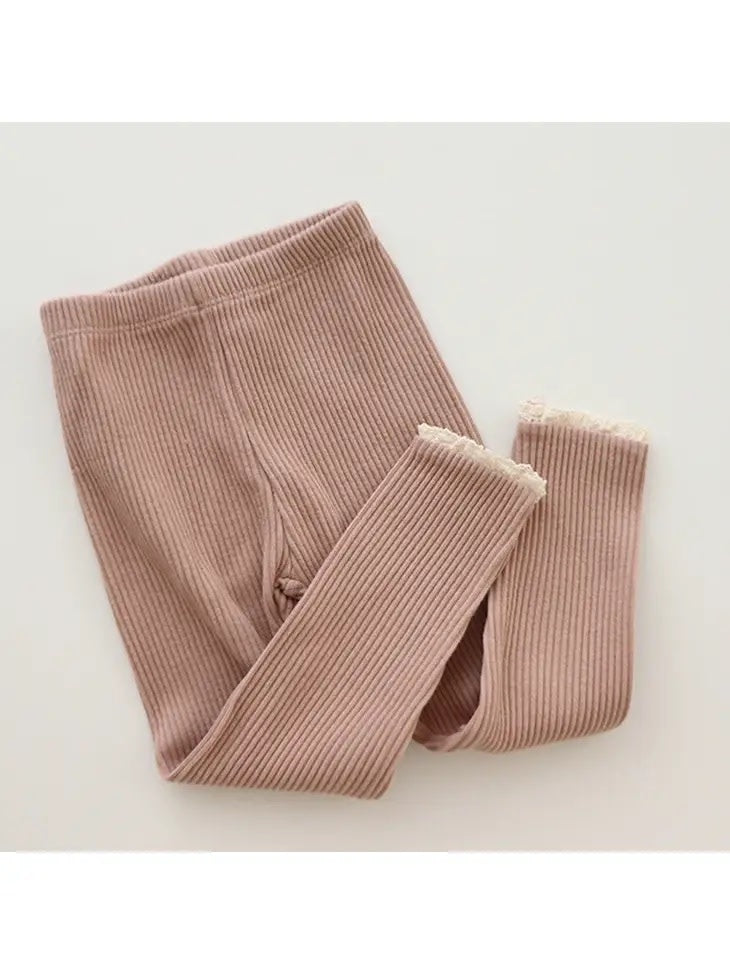 Organic Cotton Ruffle Leggings - Dusty Rose