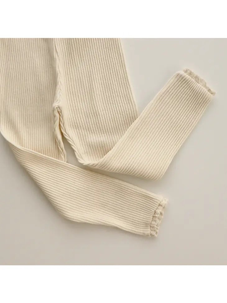 Organic Cotton Ruffle Leggings - Cream
