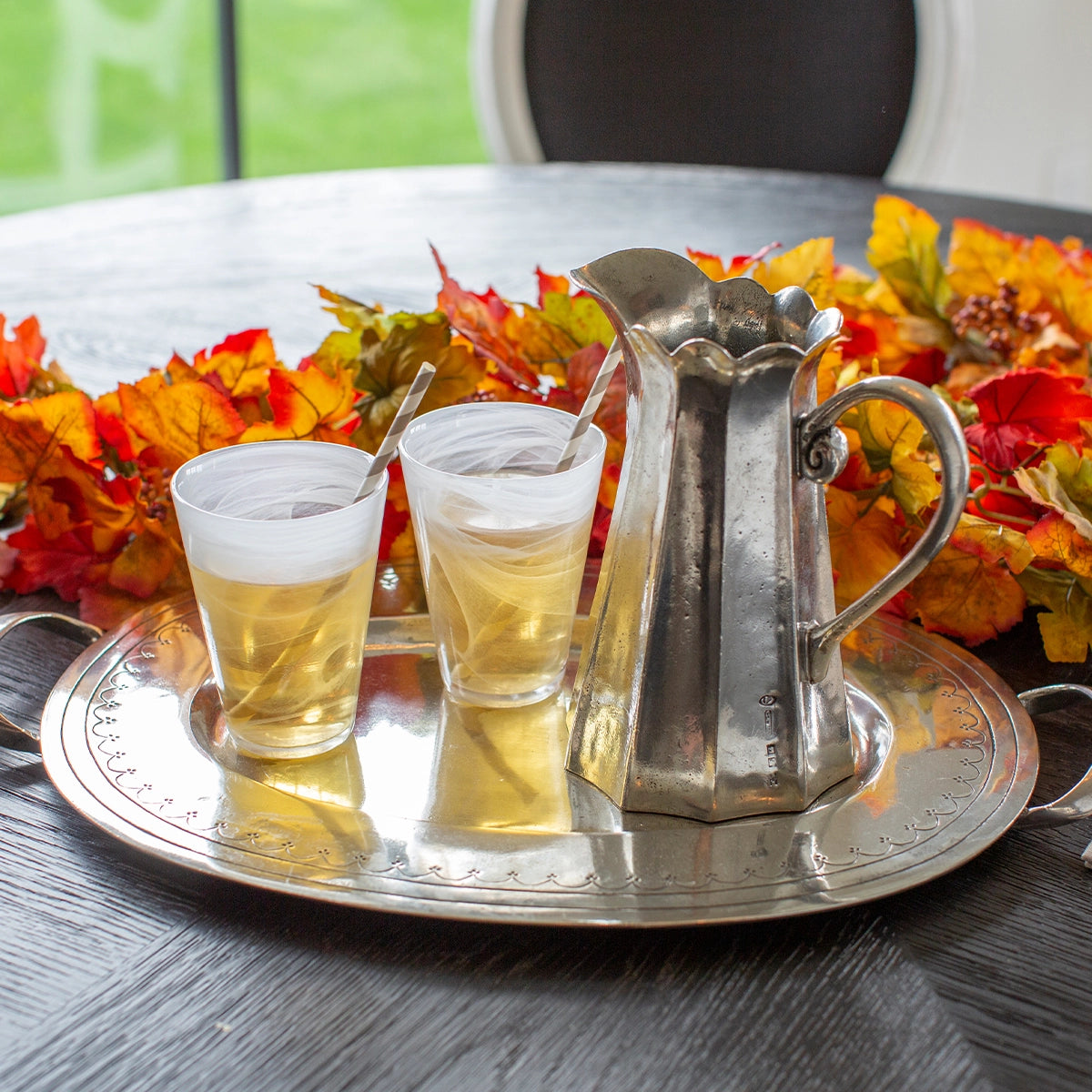 Pewter Pitcher Tall Scalloped