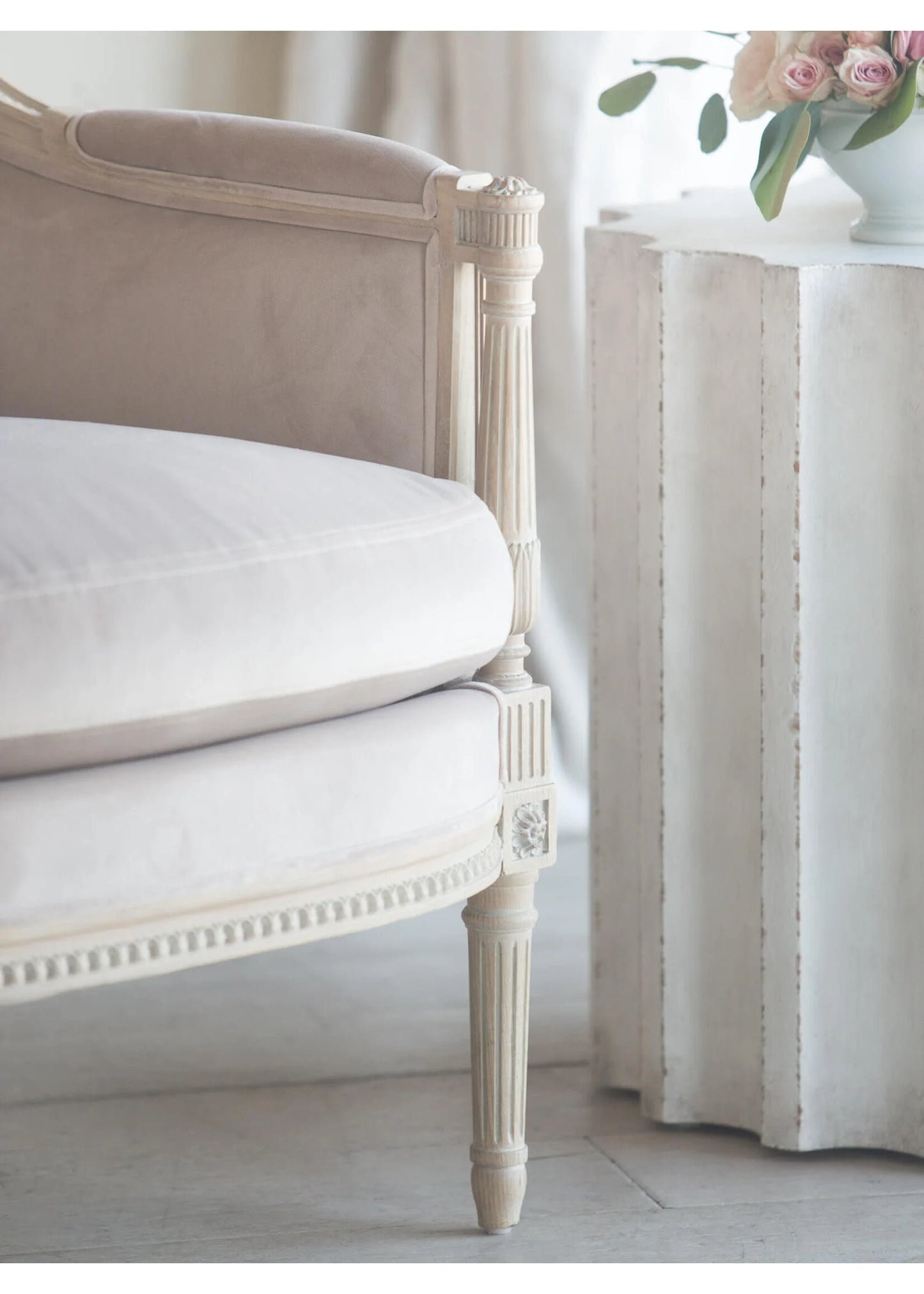 Bergere Chair in Mocha Velvet/Nordic Oak