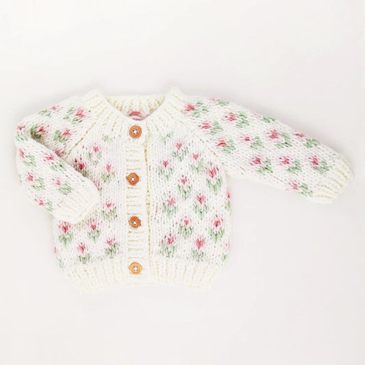 Baby Cardigan Sweater - Bitty Blooms Blush