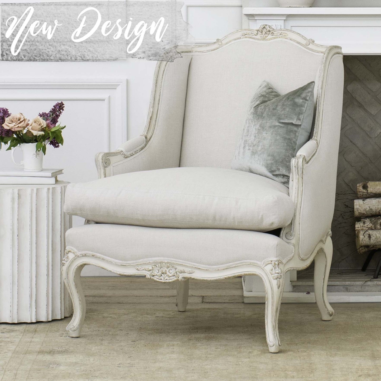 Bergere Chair in Harvest Linen Gold Highlights