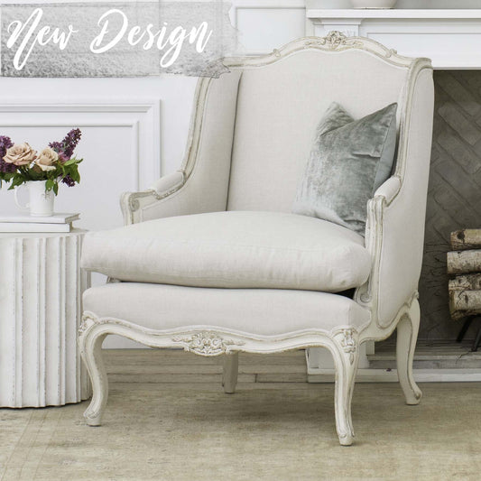 Bergere Chair in Harvest Linen Gold Highlights