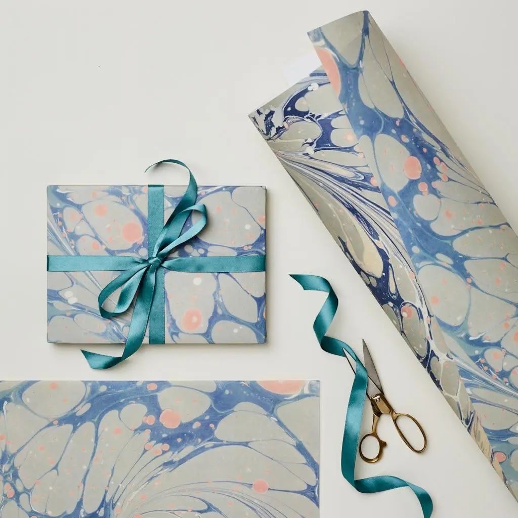 Gift Wrap - Blue Marble (3 sheets)