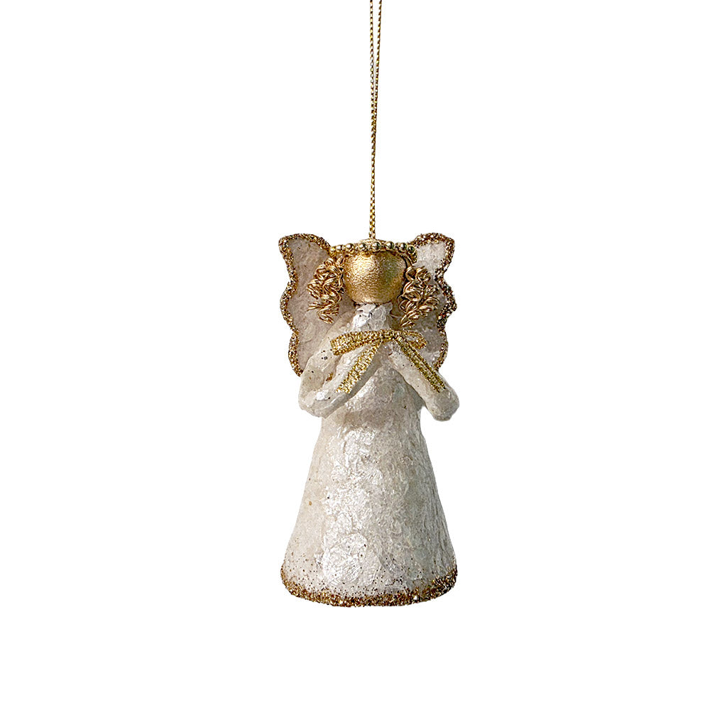 Ornament - Angel - Capiz Flakes Gold 3"