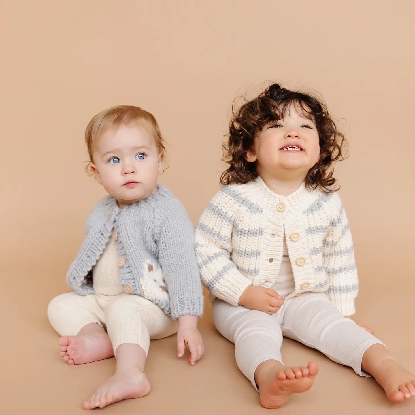 Baby Cardigan Sweater - Rib Knit Stripe Bowie Grey
