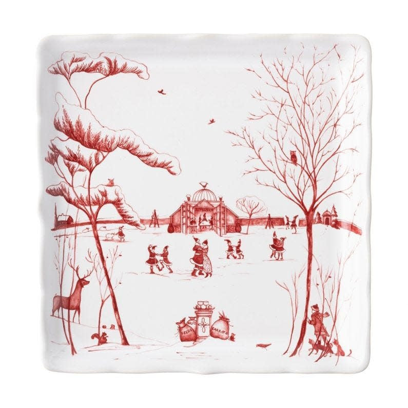 Country Estate Ruby - Winter Frolic Sweets Tray - "Mr. & Mrs. Claus"