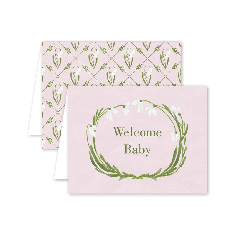 Card - Baby - Snowdrop Meadow Pink