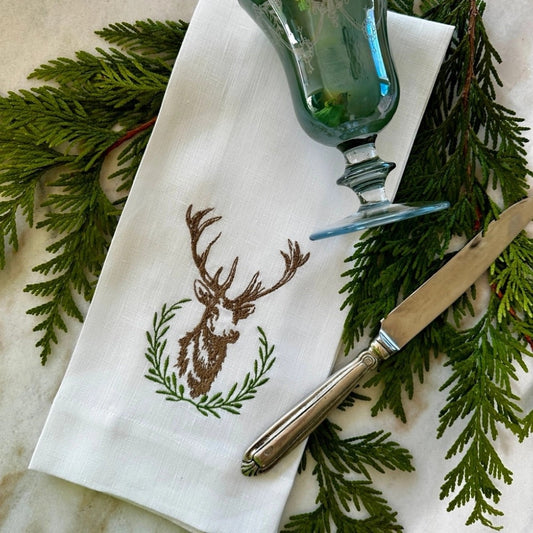 Towel - Laurel Wreath Stag White
