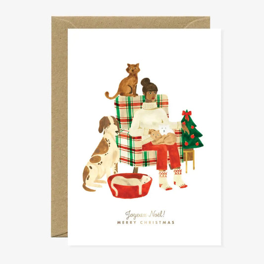 Card - Gold Christmas Family