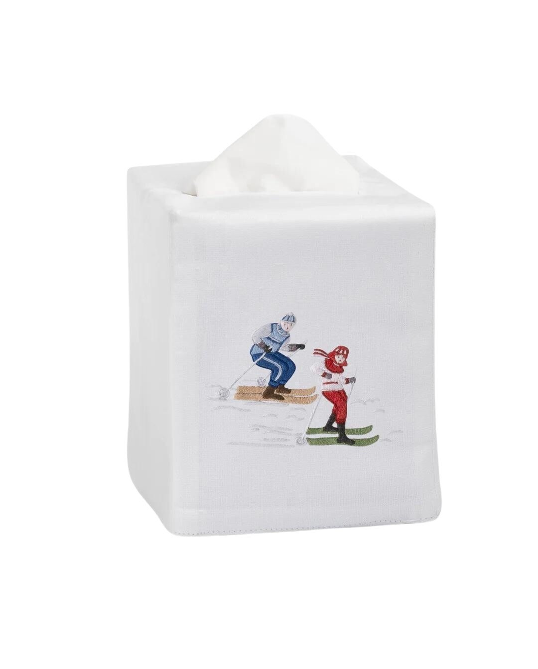 Tissue Box Cover - Skiers