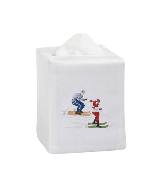 Tissue Box Cover - Skiers