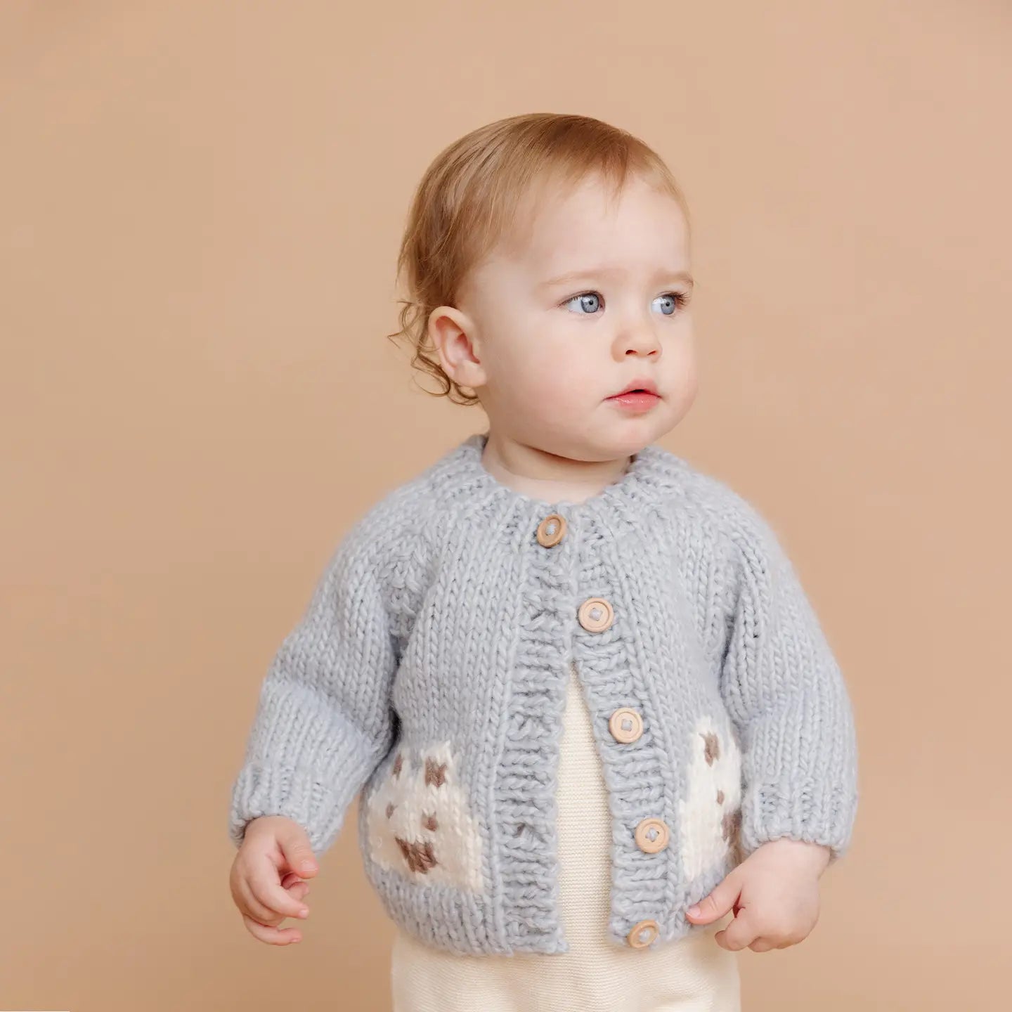 Baby Cardigan Sweater - Bear Bowie Grey
