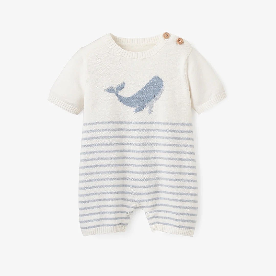 Shortall Romper - Whale Striped