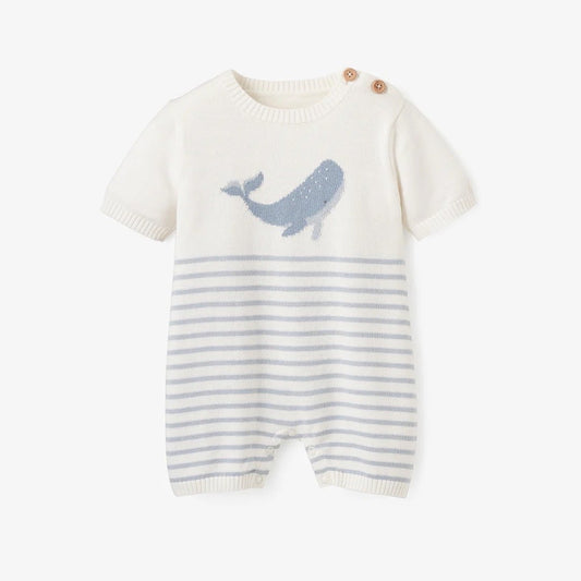 Shortall Romper - Whale Striped