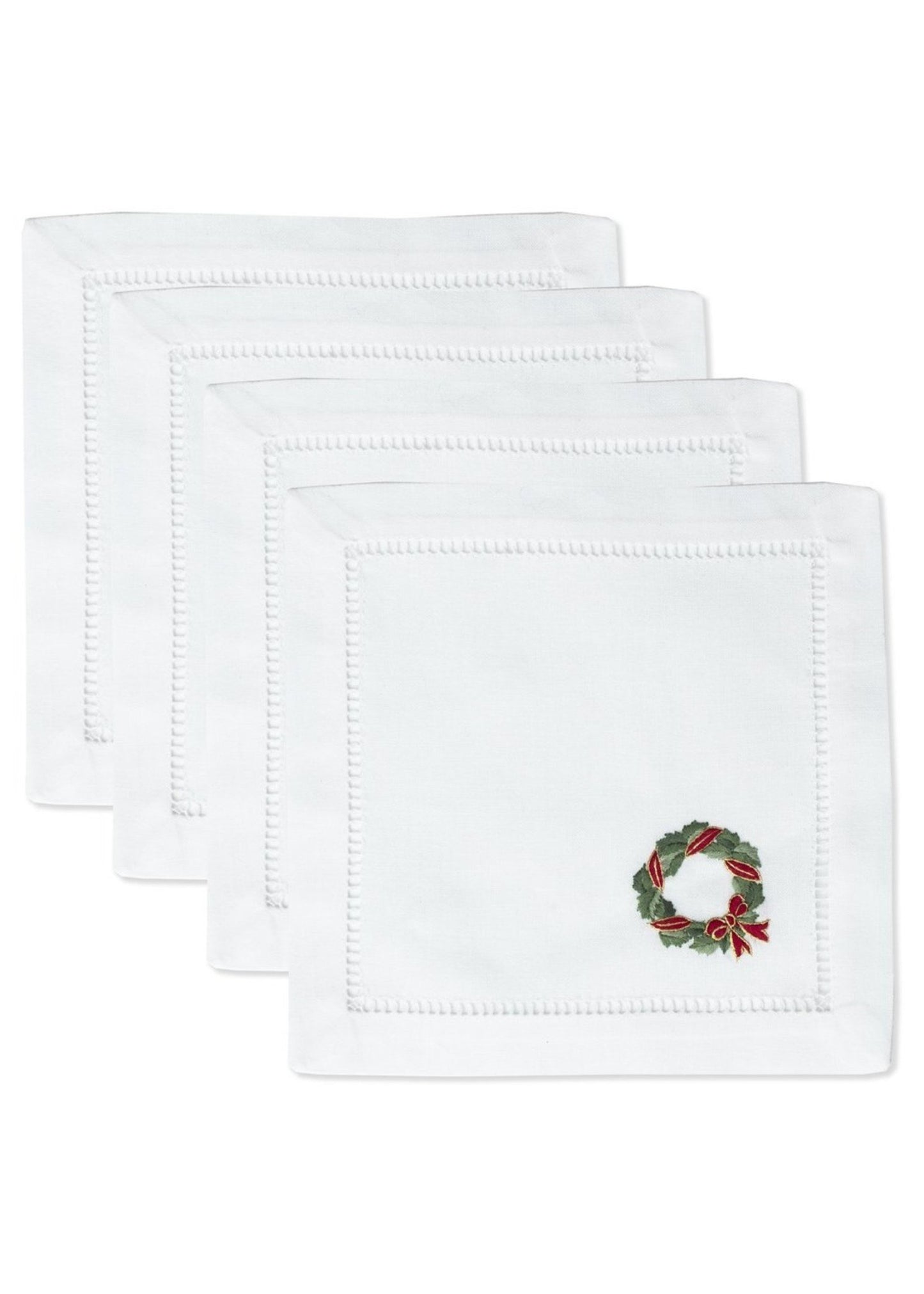Cocktail Napkin Set - Holly Ribbon Wreath