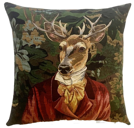 Pillow - Stag with Verdure Red Jacket