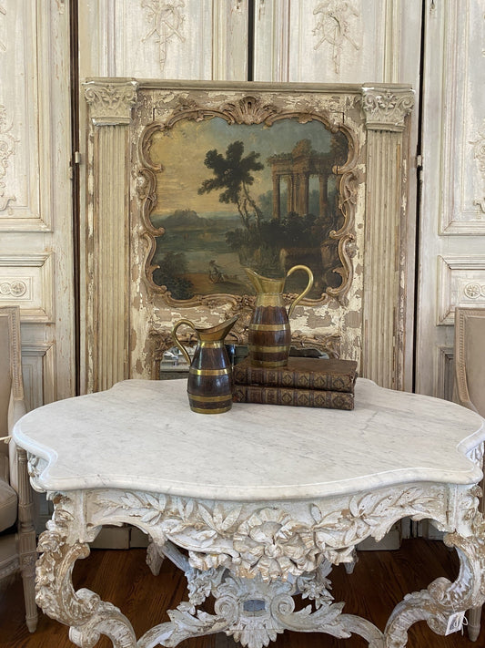 Antique French Oak & Brass Ewer - Small