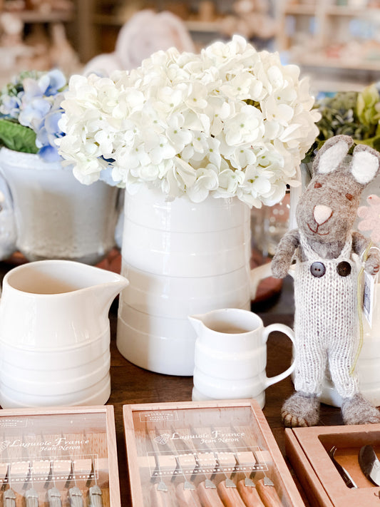 Vintage White Banded Milk Jug from England - X Large