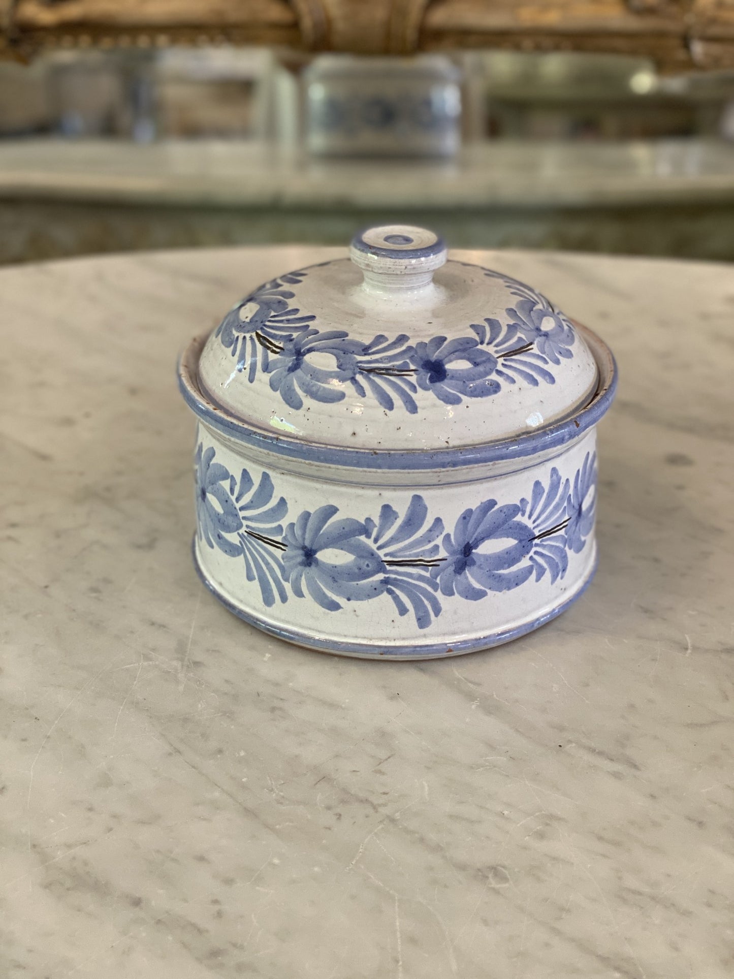 Vintage Blue & White Small Round Tureen