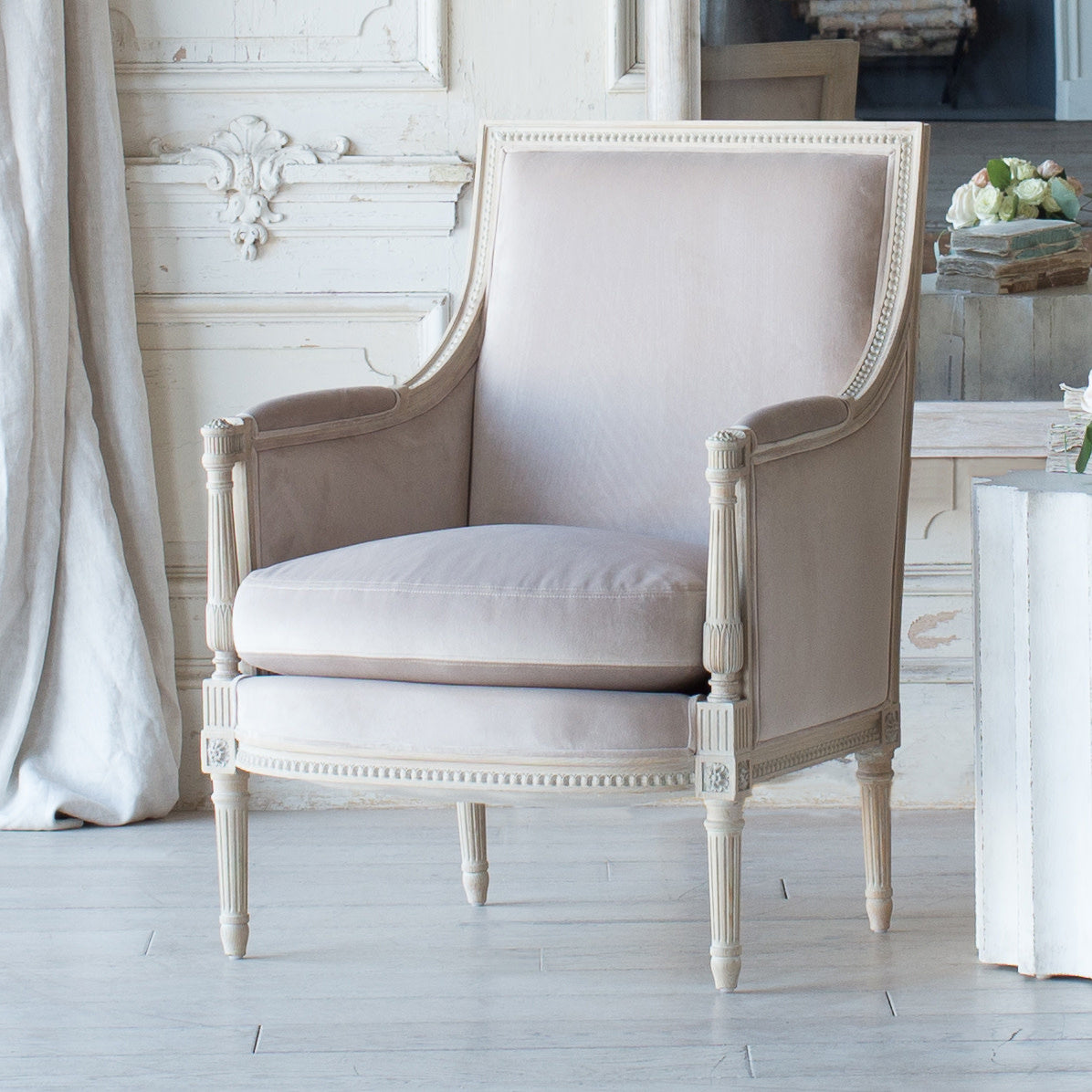 Bergere Chair in Mocha Velvet/Nordic Oak