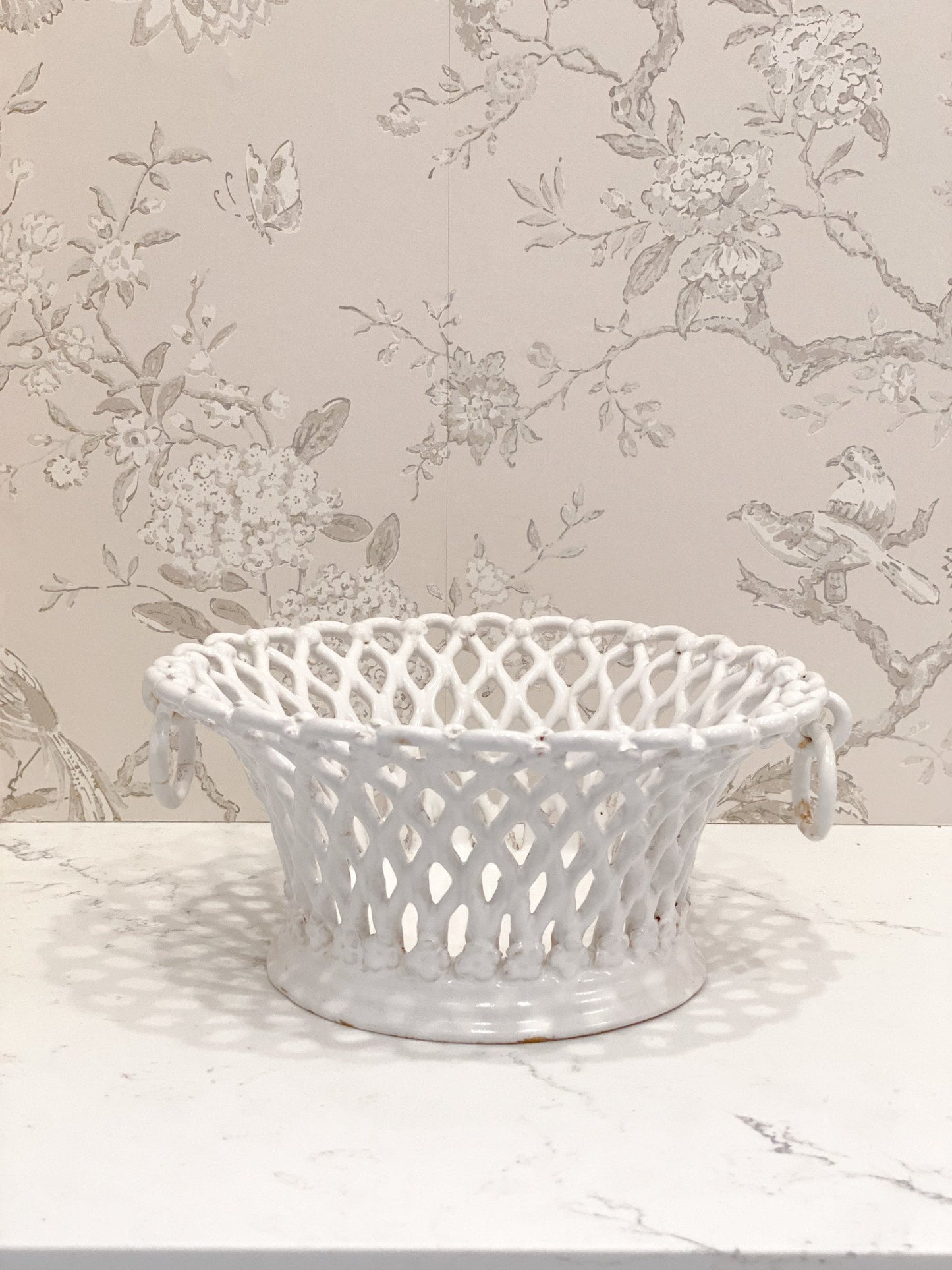 Antique Italian Porcelain Basketweave Bowl